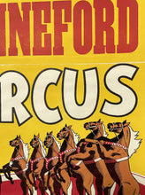 Load image into Gallery viewer, A 1950’s U.S. Wood Block-Printed Hanneford Circus Poster by The Enquirer Printing Company