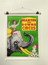 Load image into Gallery viewer, A 1950’s U.S. Wood Block-Printed Martin Downs Circus Poster by The Enquirer Printing Company