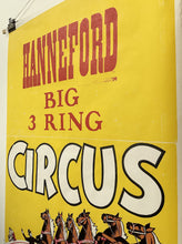 Load image into Gallery viewer, A 1950’s U.S. Wood Block-Printed Hanneford Circus Poster by The Enquirer Printing Company