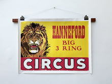Load image into Gallery viewer, A 1950’s U.S. Wood Block-Printed Hanneford Circus Poster by The Enquirer Printing Company