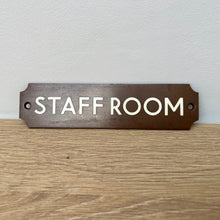 Load image into Gallery viewer, 1930&#39;s &#39;Staff Room&#39; Bronze &amp; Enamel Door Sign
