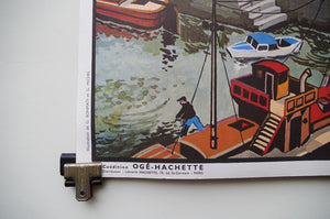1960's French 'Oge-Hachette' Double-Sided Educational Poster No. 18 & 24