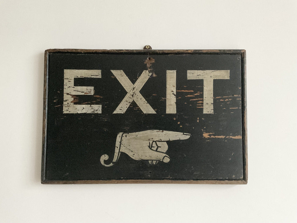 1920’s Hand Painted Exit Sign with Manicule - STASH - Antique, Vintage ...